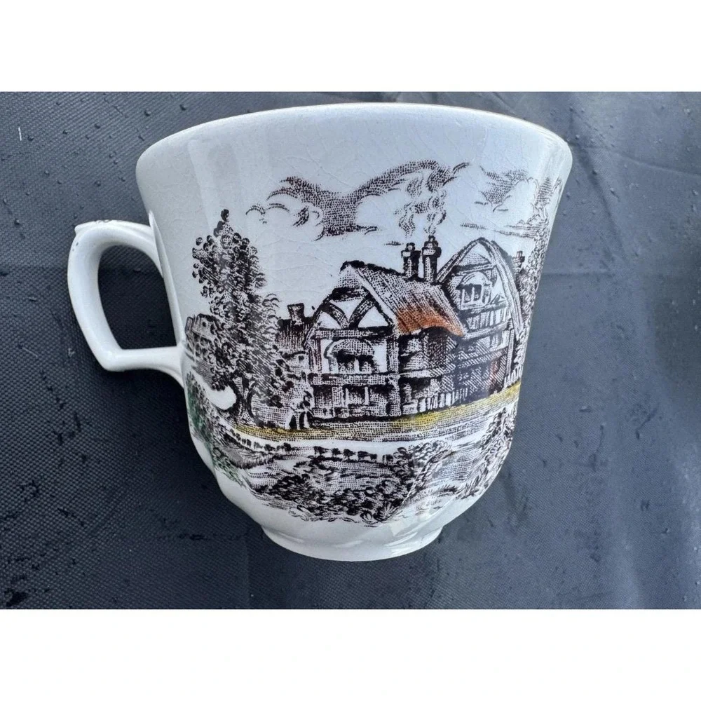 Vintage Yorkshire Staffordshire Ironstone 2 Saucers & 2 Tea Cups Made England